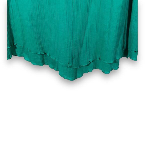 Soft Surroundings Kelly Green Crinkle Cotton Tank Top Lettuce Hem Medium - Picture 6 of 8